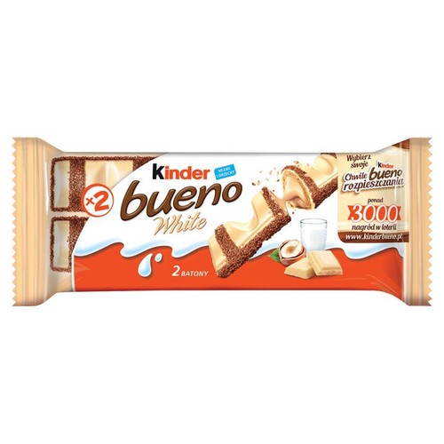 Bueno White wafelek w białej czekoladzie z mleczno-orzechowym nadzieniem Kinder 39 g