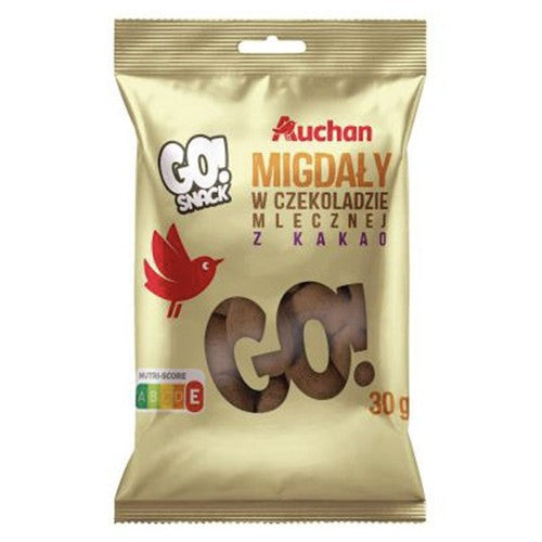 Migdały w czekoladzie mlecznej z kakao   Auchan 30 g