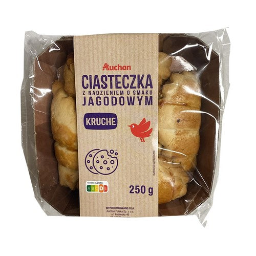 Kruche ciastka z nadzieniem jagodowym Auchan 250 g