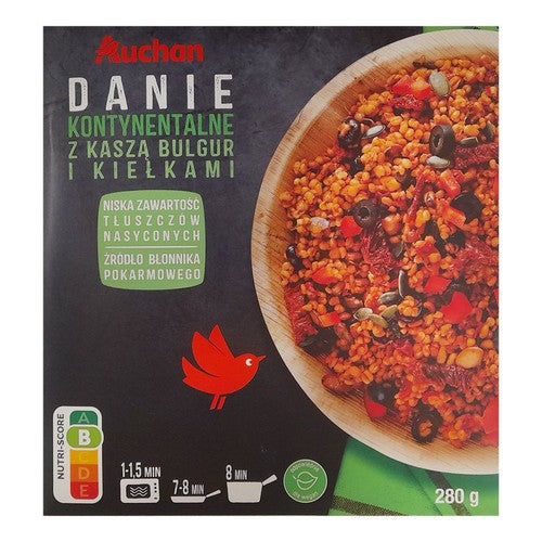 Danie kontynentalne z kaszą bilgur i kiełkami. Auchan 280 g