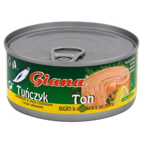 Tuńczyk kawałki w oleju roślinnym i sosie własnym  Giana 170 g