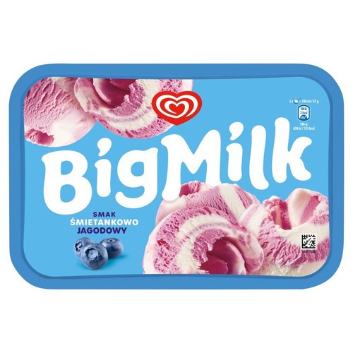 Lody o smaku śmietankowo - jagodowym Big Milk 900 ml