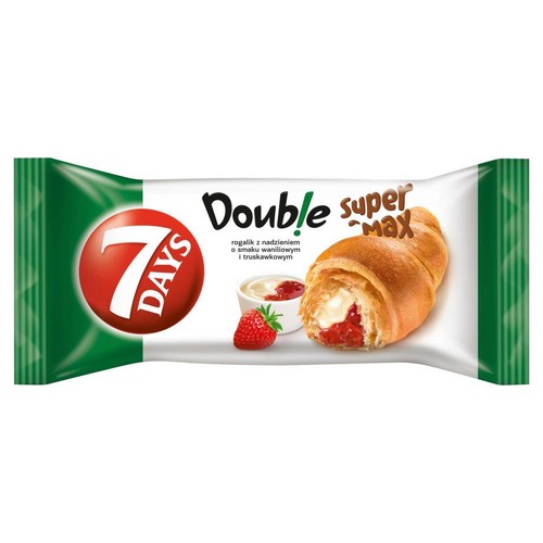 Croissant Double Super Max z nadzieniem o smaku waniliowym i truskawkowym 7 Days 110 g
