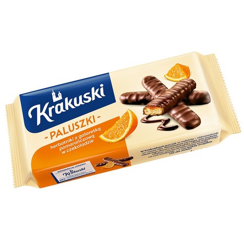 Herbatniki z galaretką pomarańczową w czekoladzie  Krakuski 144 g
