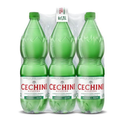 Woda mineralna średnionasycona Muszyna lekko gazowana Cechini 6 x 1,75 l
