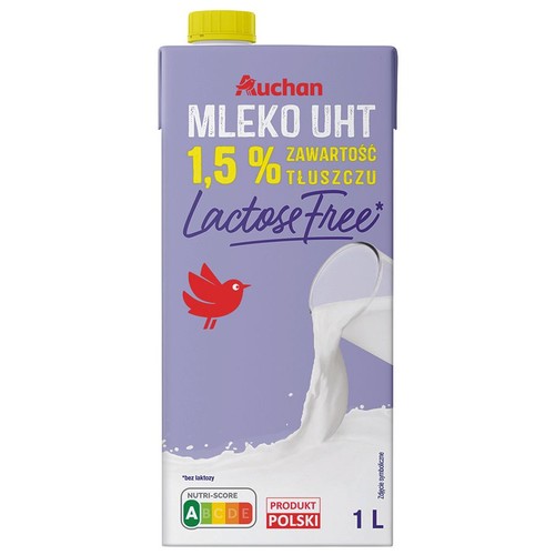 Mleko UHT 1.5% bez laktozy Auchan 1 l