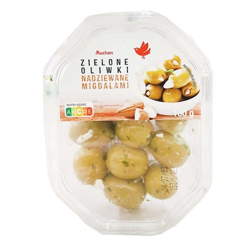 Zielone oliwki nadziewane migdałami Auchan 100 g