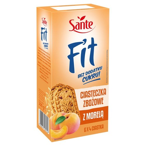 Ciasteczka zbożowe z morelą bez dodatku cukrów Sante 300 g