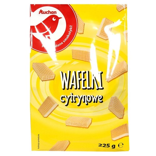 Wafelki przekładane kremem o smaku cytrynowym Auchan 225 g