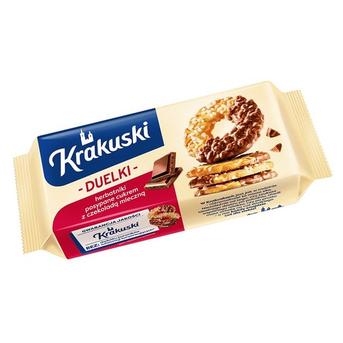 Herbatniki posypane cukre z czekolada mleczną Krakuski 181 g
