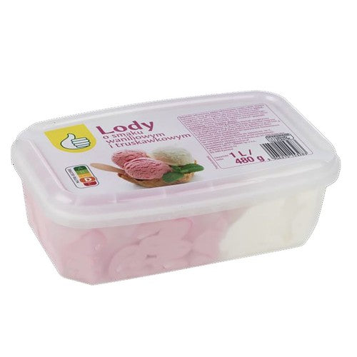 Lody o smaku waniliowym i truskawkowym Auchan 1 l