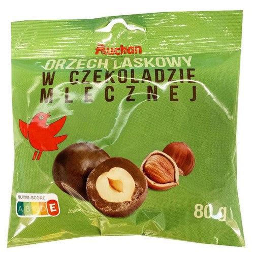 Orzech laskowy w czekoladzie mlecznej  Auchan 80 g